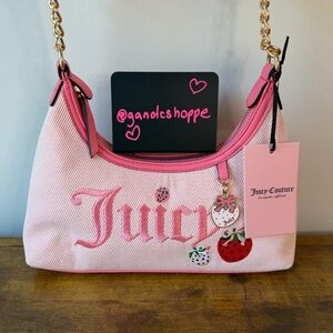 New Juicy Couture Sweet Berry Hobo Shoulder Handbag Strawberry Cute Pink Summer